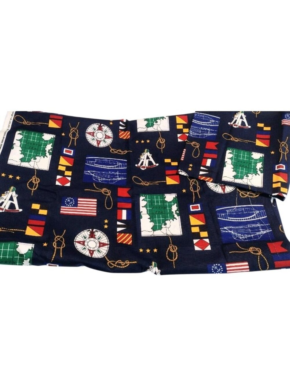 Vintage 90s House N Home Nautical Fabric Maritime Old World Remnant 67 x 58+